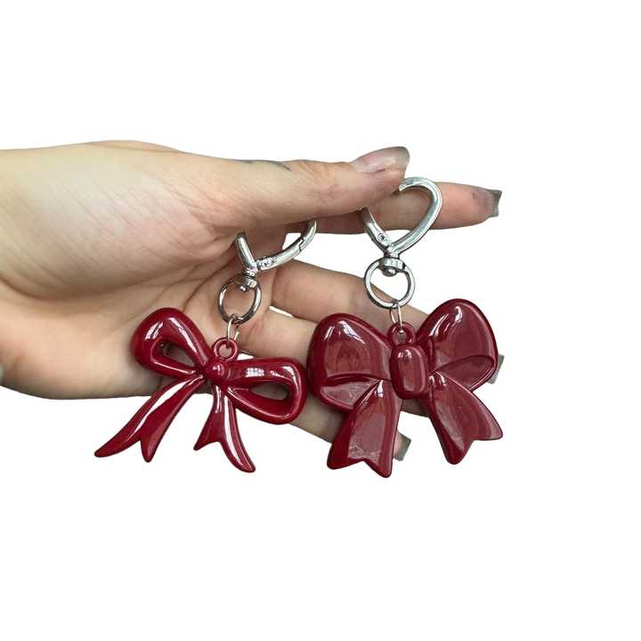 Lemua Heart Bow Keychain - Cute Matte Heart Charm For Keys, Purse, Or Backpack - View #3