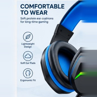 Mikrofon Headset Gaming RGB Driver 50mm Tanpa Peredam Kebisingan Tahan Air IPX-4 Pengisian Daya Tipe-C Headband Dapat Disesuaikan 5-10 Jam