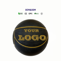 Ballon de basketball WELLMAN taille 7, noir et or, en cuir PU, chambre à air en caoutchouc naturel, durable, flexible, pour entraînement sportif en intérieur, avec logo personnalisé
