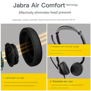 หูฟัง Jabra Evolve2 55 MS สำหรับฝ่ายบริการลูกค้า ศูนย์บริการหลังการขาย ระบบตัดเสียงรบกวนแบบแอคทีฟ เสียงระดับสตูดิโอ ควบคุมด้วยระบบสัมผัส - Product Image 5