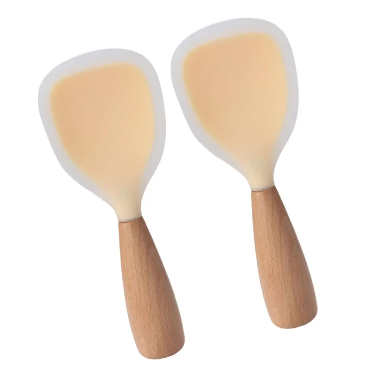 Colher de arroz de silicone colher colher com alça de madeira utensílios de cozinha antiaderente para molho de sopa pá de arroz prático uso doméstico