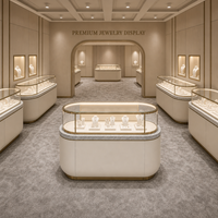 Table de présentation de bijoux sur mesure avec éclairage LED et vitrine en verre pour boutique de bijoux de marque, distributeur et design d'intérieur