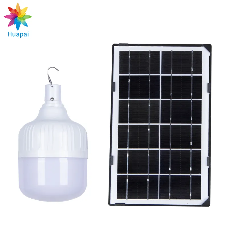 HUAPAI Rechargeable 360 Solar Panel Portable Smart Lamp Led Emergency Outdoor 50W 100W Solar Light Bulb