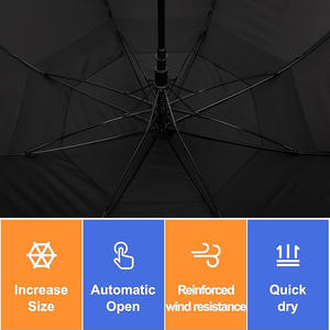 Зонт для гольфа 54 дюйма с автоматическим открыванием, увеличенный, рекламный, с индивидуальным логотипом, ветрозащитный, двухслойный, минималистичный, с логотипом - Product Image 3