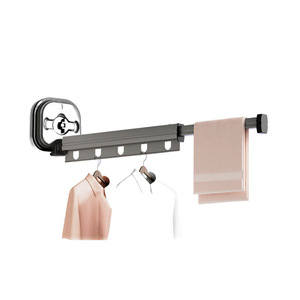 Étendoir de séchage pliant pour balcon <span class=keywords><strong>tige</strong></span> de séchage suspendue au mur <span class=keywords><strong>tige</strong></span> de séchage télescopique vêtements suspendus sans poinçon type ventouse - Product Image 4