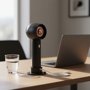 Ventilateur personnel rechargeable portable, 3 vitesses, silencieux, sans pales, moteur DC, utilisation sur bureau, voiture, noir - Product Image 2