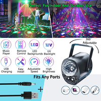 Bola de discoteca portátil con 16 patrones para discoteca, proyector láser LED para fiesta y escenario, luces de DJ