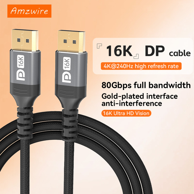 DisplayPort 2.1 Cable 16K 60Hz 80Gbps DP Cable 8K 120Hz UHBR20 Gaming DisplayPort Cable OEM Manufacturer