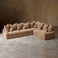 Canapé modulaire Jennifer en cuir, 5 pièces, section droite en L, mobilier de salon et d'hôtel de luxe moderne sur mesure et rembourré