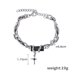 Braccialetto da uomo stile Hip-Hop Punk scuro avvolto in ossidiana croce unico stile alla moda Starlight Charm <span class=keywords><strong>gioielli</strong></span> di moda <span class=keywords><strong>per</strong></span> coppie - Product Image 2