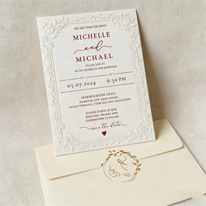 Carte <span class=keywords><strong>de</strong></span> vœux <span class=keywords><strong>de</strong></span> mariage <span class=keywords><strong>de</strong></span> luxe <span class=keywords><strong>de</strong></span> haute qualité, conception personnalisée, impression typographique sur couverture rigide, reliure cousue, impression numérique, papier couché - Product Image 6