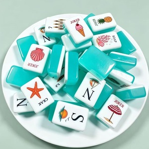 Nouvelles Tuiles de Mahjong Américaines en Plastique Translucide Vert Gelée 2026, Peintes à la Main, Aspect Verre, Emballage Écologique de Luxe - Product Image 4