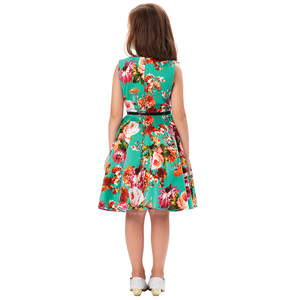 KK000250 Vestido de Verano para Niñas de 10 Años, Diseño Floral Retro Vintage sin Mangas, Algodón, OEM - Product Image 3