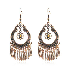Pendientes Colgantes de Moda, Aleación de Zinc, Forma de Flor, Imitación de Perla, Pendientes de Araña, Joyería de Fiesta para Mujer - Product Image 1