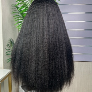 Perruque de luxe sans colle 5*5 en cheveux humains vierges lisses et bouclés, double épaisseur, sans perte de cheveux, avec dentelle transparente pour femmes - Product Image 2
