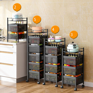 Estante de almacenamiento de acero giratorio, carrito cuadrado multifuncional para verduras, cesta de frutas, cocina - Product Image 6