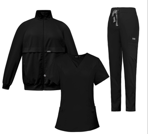 Set Medico OEM Elasticizzato in 4 Direzioni con Giacca, Top con Scollo a V e Pantaloni, Uniforme per Ospedali e Cliniche - Product Image 3