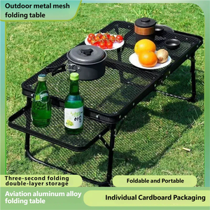 Table d'appoint polyvalente en aluminium avec plateau en maille, légère, idéale pour le patio, le coin détente au bord de la piscine et les pauses-café dans le jardin - Product Image 6