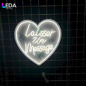 Letrero de Neón LED Personalizado con Forma de Corazón, Acrílico Blanco, Deja un Mensaje, para Bodas, Fiestas, Eventos al Aire Libre, Decoración - Product Image 1