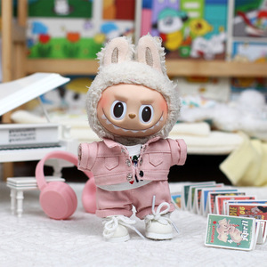 Labubu <b>Doll</b> Clothes Denim Outfit Red Shirt Striped Hat For Vinyl <b>Doll</b> Keychain Accessories Unisex 8 13 Years China Made - Product Image 3