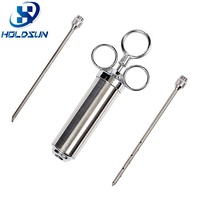 Injecteur de marinade de haute qualité en acier inoxydable 304 de 2 oz, 3 aiguilles, grande capacité, pour viande, volaille, cuisson, barbecue, dinde, steak