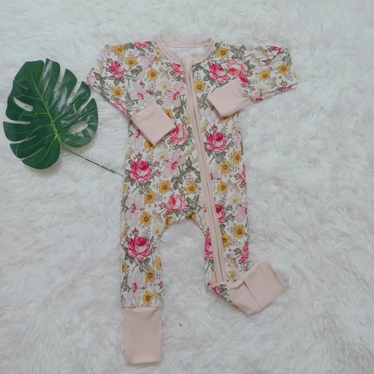 Kinder Onesies Kleidung Ballon Design Geburtstags geschenk Bio Bambus Reiß verschluss Kleidung Baby