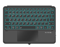 Clavier sans fil rechargeable JOMAA avec rétroéclairage RVB, pavé tactile et support en cuir, pavé tactile capacitif, clavier pour tablette