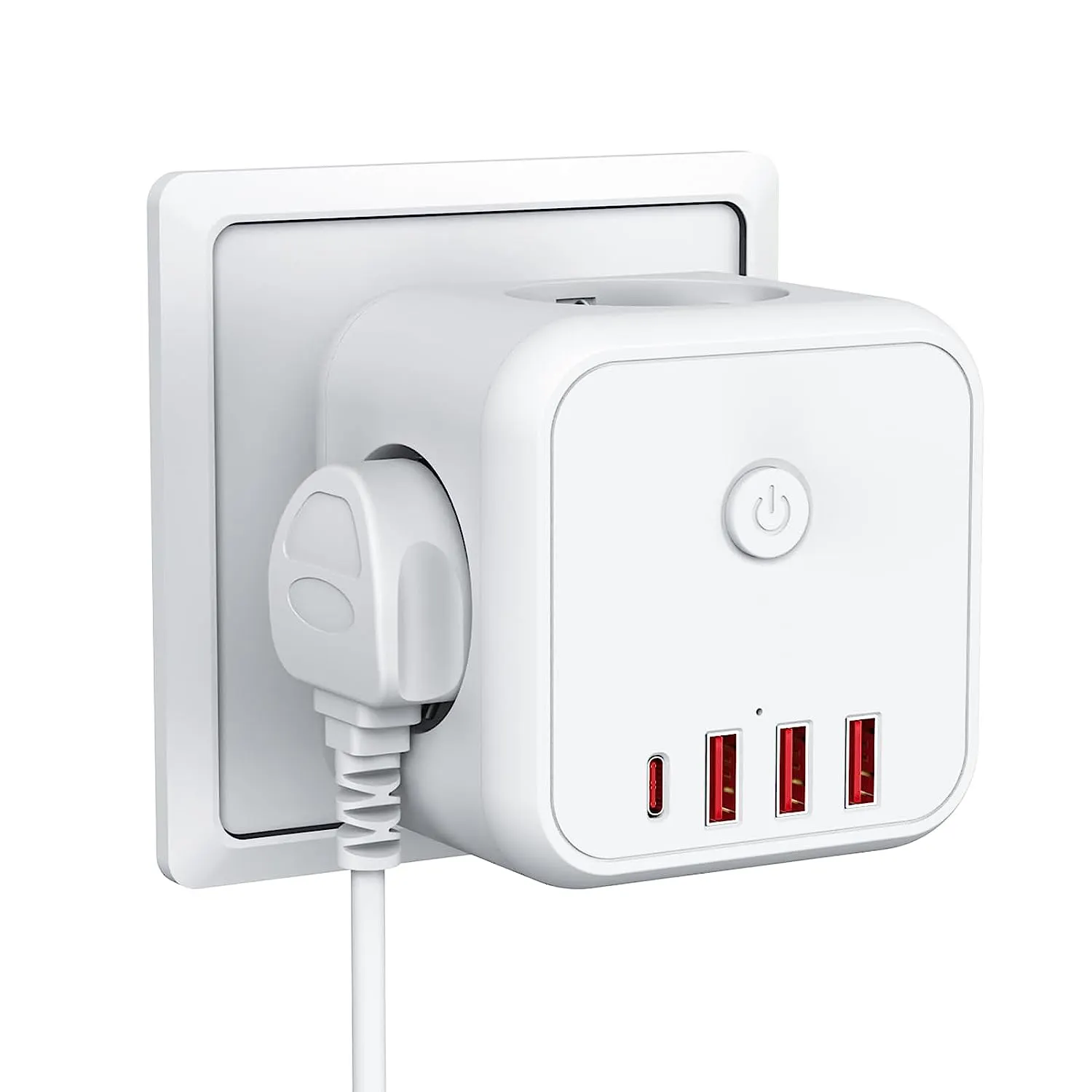 7-in-1 Wechselstromsteckschlüssel mit USB 3-Wege-Steckdosen 1 Typ C und 3 USB ohne Kabel-Adapter