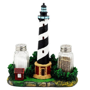 Salero y Pimentero de Resina/Poliresina con Forma de <span class=keywords><strong>Faro</strong></span> de Cape Hatteras, Figura Decorativa de 8 Pulgadas de Alto, Balizas Costeras - Product Image 1