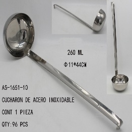 Cucharón de acero inoxidable, 260 ml, 11x44 cm, herramienta duradera para cocina, restaurante, servicio de camping - Product Image 1