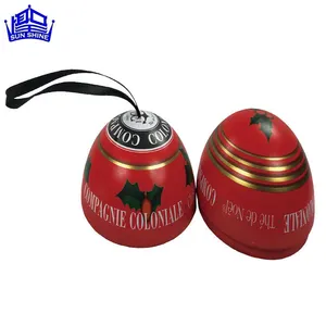 Kotak bola timah logam Natal bulat, kotak kaleng bola permen coklat, kotak bola timah dekorasi gantung Natal
