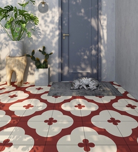 Gạch lát nền màu đỏ rượu vang cổ điển, chất liệu gạch men, kích thước 300x300, dùng cho ban công, nhà vệ sinh, quán bar, quán cà phê, tường. - Product Image 4