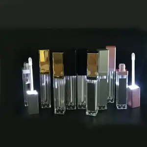 2022 7ml düşük MOQ LED boş temizle sevimli dudak parlatıcısı tüp konteyner ile ayna sıvı ruj tüpü