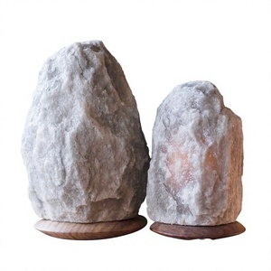 Lampe en sel de l'Himalaya gris de qualité supérieure OEM 2025, 100% naturelle, fabriquée à la main, avec base en bois, lampes en sel gris - Product Image 1