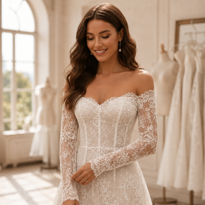 Vestidos <span class=keywords><strong>de</strong></span> <span class=keywords><strong>novia</strong></span> <span class=keywords><strong>de</strong></span> manga larga y encaje, <span class=keywords><strong>vestido</strong></span> <span class=keywords><strong>de</strong></span> <span class=keywords><strong>novia</strong></span> <span class=keywords><strong>civil</strong></span> con hombros descubiertos, <span class=keywords><strong>vestido</strong></span> <span class=keywords><strong>de</strong></span> <span class=keywords><strong>novia</strong></span> <span class=keywords><strong>corto</strong></span> mini, talla grande para <span class=keywords><strong>novia</strong></span> - Product Image 4