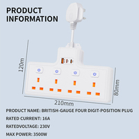 Extensor de salida, tiras de alimentación, enchufe de extensión con puertos Usb, Protector contra sobretensiones, tira de alimentación, placa de extensión de enchufe múltiple con puerto Usb