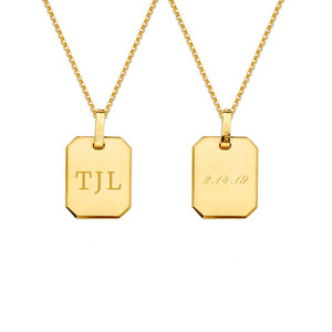 ผู้ผลิตเครื่องประดับจีน สร้อยคอจี้รูปทรงแปดเหลี่ยมสำหรับคู่รัก ทำจากเหล็กผ่าตัด ชุบทอง PVD สามารถสลักได้ - Product Image 1