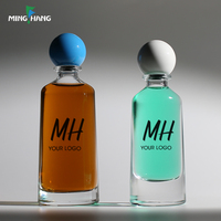 Flacon pulvérisateur de parfum en verre transparent haut de gamme, vide, réutilisable, avec bouchon sphérique haut et rond, logo personnalisé, contenant cosmétique pour parfum