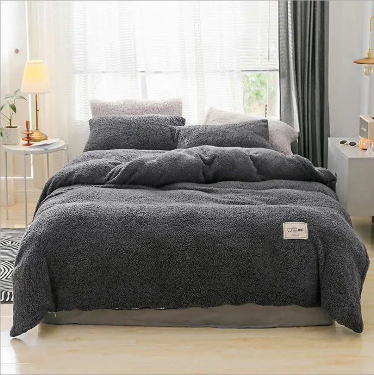 Großhandel verdicken weichen Winter 100% Polyester Flanell Fleece Samt Bett bezug und Bettwäsche Set zu einem guten Preis