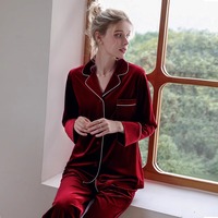 Benutzer definierte neue Braut Hochzeit Gold Samt Pyjamas feiern begleiten Samt Frauen Herbst/Winter rot Geburtstag Set