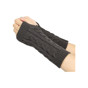 Mitaines sans doigts pour femmes, gants d'hiver chauds en tricot, chauffe-bras doux au crochet, mitaines avec trou pour le pouce - Product Image 1