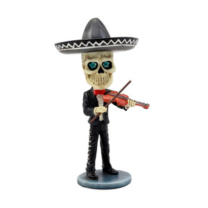 Estatua de Resina Pintada a Mano del Día de los Muertos, Decoración Mexicana, Esqueleto Bobblehead Tocando la Guitarra, Figura Personalizada - Product Image 6