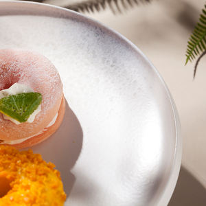 Plat de service Support de Pied Blanc Mat Restaurant Banquet Céramique Désert Gâteau Assiette Creuse Avec Support - Product Image 3