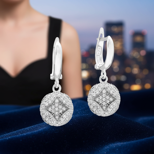 Clear CZ Stone Round Design Geometric Jewellery Turkish Wholesale 925 Sterling <b>Silver</b> Jewelry <b>Dangle</b> <b>Earrings</b> - Product Image 3