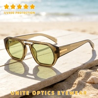 Dernières tendances de la mode féminine, lunettes de soleil en gros à bas prix, logo personnalisé, lunettes de soleil carrées à double pont de style vintage pour femmes