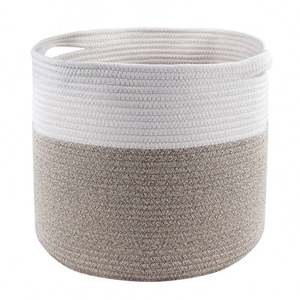 Panier de rangement pliable en corde de coton, organisateur de linge, jouets, couvertures pour bébé - Product Image 1