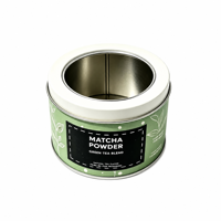 Boîte en métal ronde personnalisée avec fenêtre transparente pour le stockage de poudre de matcha, de thé vert, d'épices et d'aliments