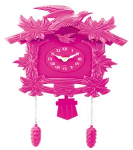 Reloj moderno de cuco para decoración del hogar, reloj de pared con diseño de aves de cuco rosa