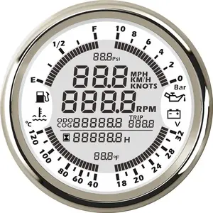 Speedometer GPS Tachometer 85Mm, Pengukur Jam Pengukur Suhu Air Level Bahan Bakar Voltmeter Tekanan Oli 7 IN 1 Set Lengkap