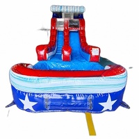 Tobogán Acuático Inflable de Doble Carril Rip Curl de 15 pies con Material de PVC para Uso Comercial en Exteriores y Escalada Central